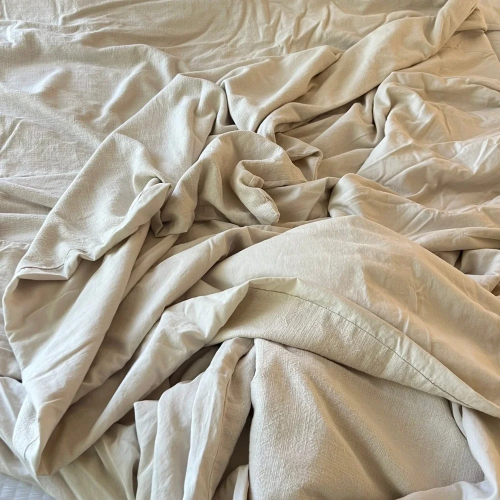 Casaluna Heavyweight Linen Blend Duvet Cover King Natural Cream Textured Boho